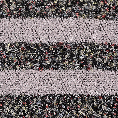 Light Grey Horizontal-Stripe Chunky Knit, Polyester, 326 gsm