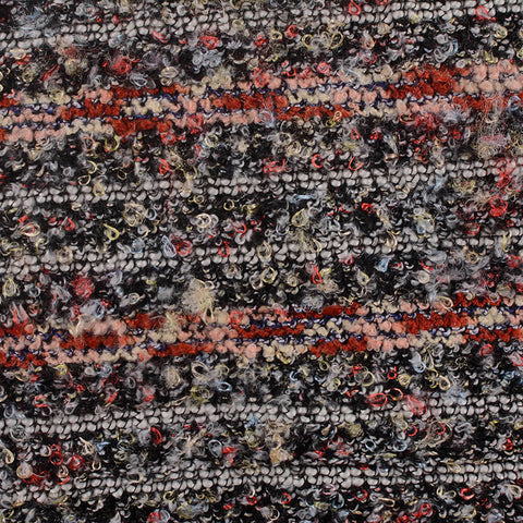 Red Horizontal-Stripe Bouclé, Polyester