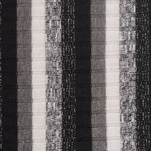 Black Vertical-Stripe Rib Knit, Polyester, 206 gsm