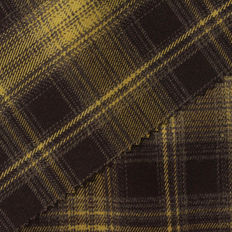Dark Brown Plaid Woven, Poly-Viscose, 290 gsm