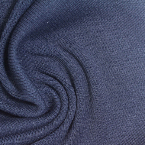 Navy Rib Knit, Poly-Cotton