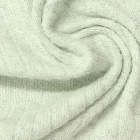 Light Grey Marl Rib Knit, Poly-Viscose, 240 gsm
