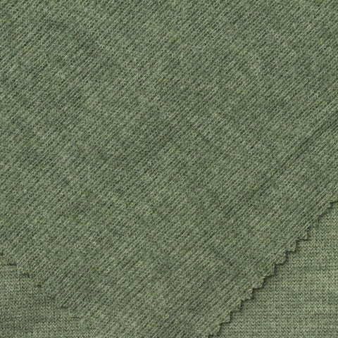 Green Heather Rib Knit, Poly-Cotton