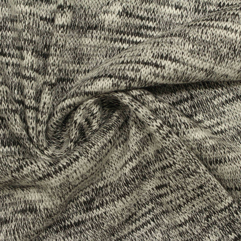 Black Marl Jersey Knit, Poly-Viscose, 190 gsm