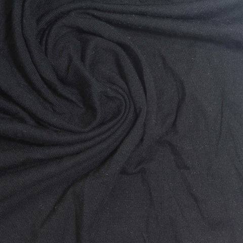 Viscose Stretch Jersey Knit Fabric, 200 gsm, 180 cm — Black