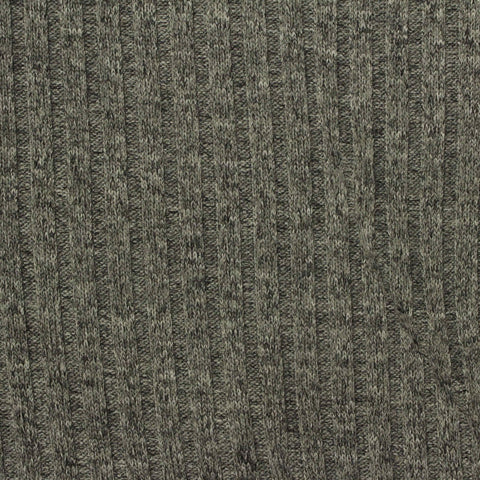 Heathered Grey Marl Rib Knit, Poly-Viscose, 240 gsm, 145 cm