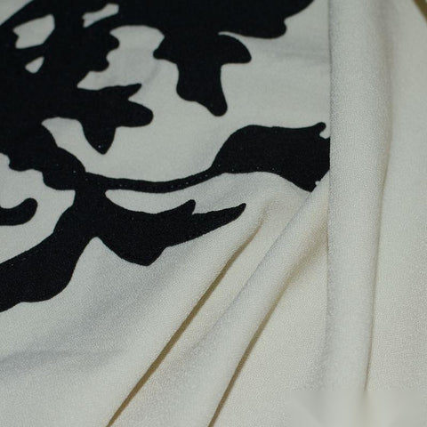 Black Floral Linen-Look, Polyester, 250 gsm