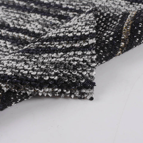 Black Horizontal-Stripe Chunky Knit, Poly-Acrylic, 430 gsm