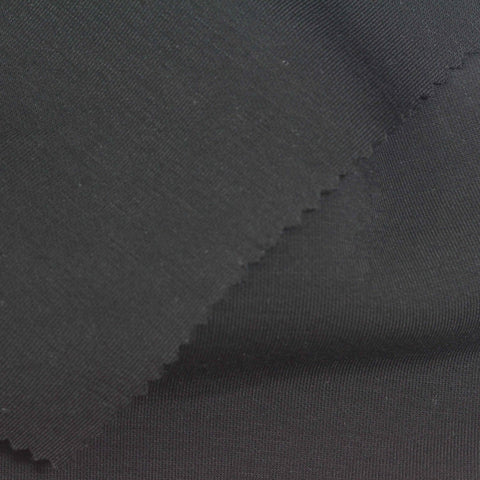 Viscose Polyester Stretch Scuba Knit Fabric, 340 gsm, 170 cm — Black