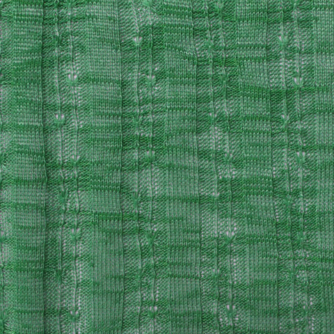 Green Openwork-Stripe Rib Knit, Polyester