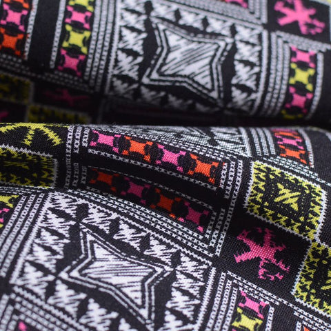 Black Geometric Woven, Viscose, 120 gsm, 145 cm