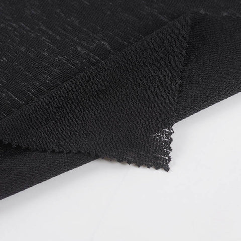 Black Marl Rib Knit, Polyester, 190 gsm