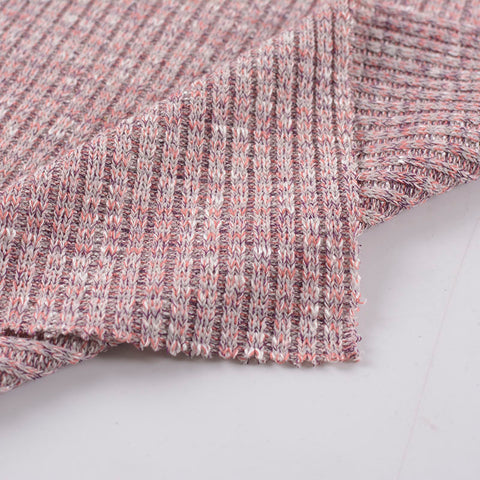 Pink Marl Rib Knit, Viscose-Poly, 284 gsm