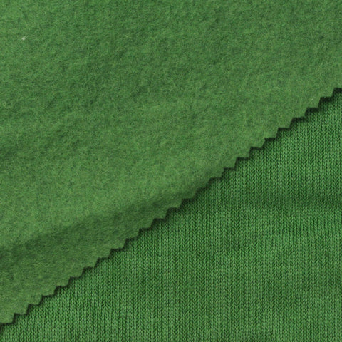 Brushed Cotton Polyester French Terry Fabric, 300 gsm, 155 cm — Green