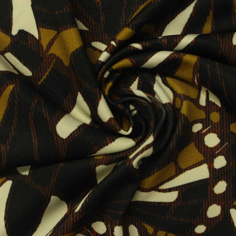 Black Abstract Jersey Knit, Polyester, 260 gsm
