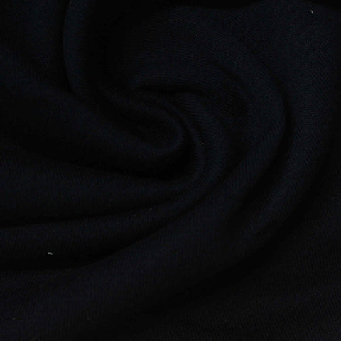 Brushed Cotton Polyester French Terry Fabric, 270 gsm, 185 cm — Black