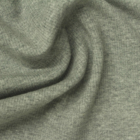 Light Green Heathered-Marl Rib Knit, Cotton, 300 gsm