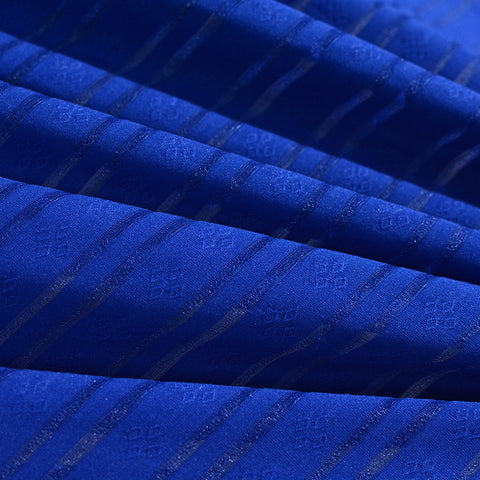 Blue Horizontal-Stripe Jacquard, Polyester, 200 gsm, 148 cm