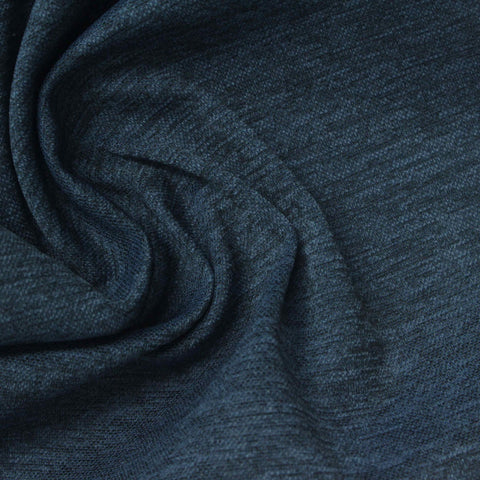 Dark Blue Heathered-Marl Interlock Knit, Polyester, 185 gsm