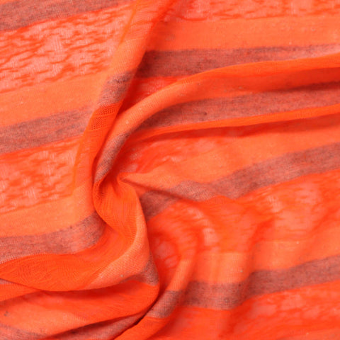 Orange Horizontal-Stripe Jacquard, Poly-Cotton, 117 gsm