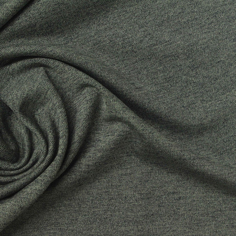 Dark Green Marl Jersey Knit, Polyester, 250 gsm