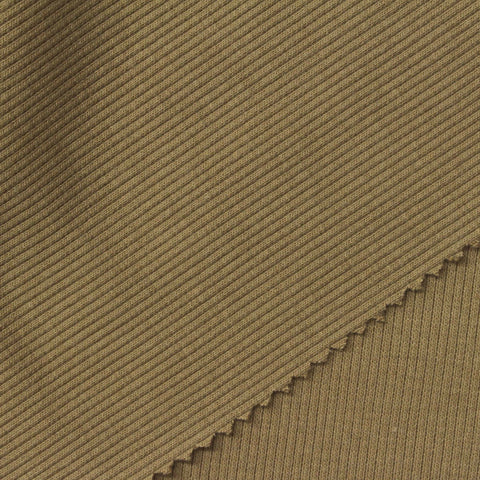Khaki Ribbed Rib Knit, Poly-Viscose