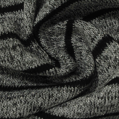 Black Horizontal-Stripe Chunky Knit, Polyester, 220 gsm