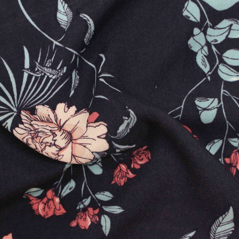 Peach Flowers Woven, Viscose