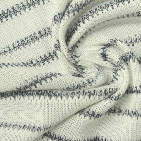 Dark Grey Horizontal-Stripe Chunky Knit, Polyester, 260 gsm
