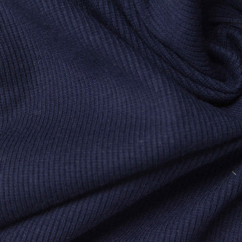 Navy Rib Knit, Cotton-Poly