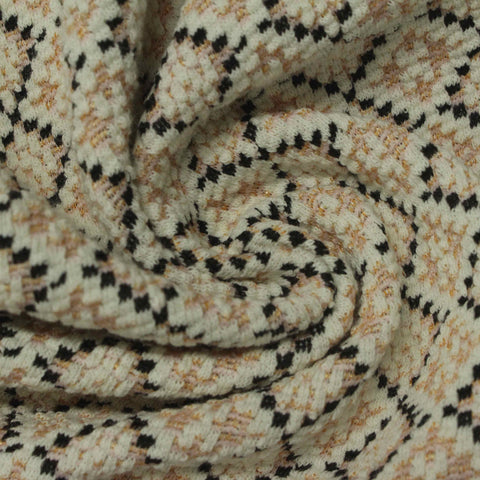 Black Houndstooth Jacquard, Poly-Cotton, 290 gsm