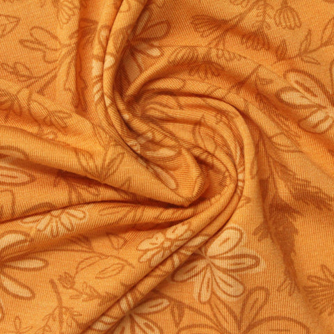 Orange Floral Jersey Knit