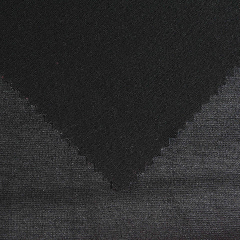 Polyester Viscose Stretch Ponte Knit Fabric, 330 gsm, 156 cm — Black