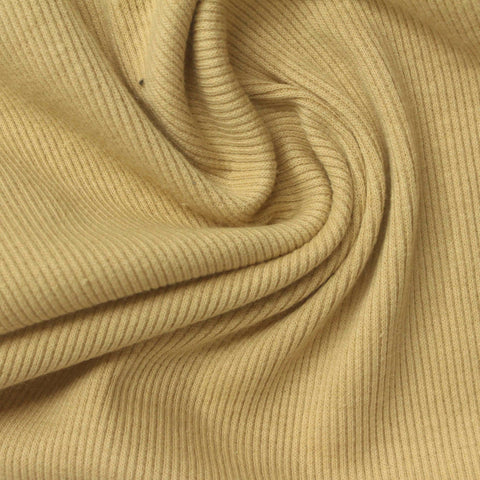 Beige Ribbed Rib Knit, Cotton-Poly