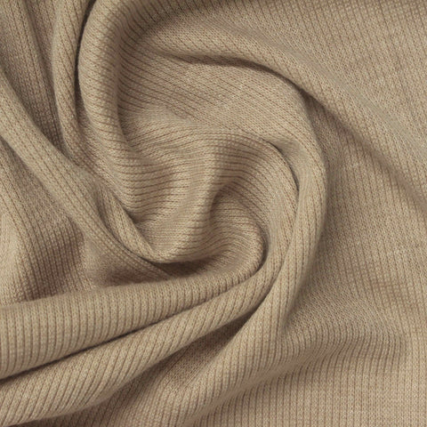 Polyester Viscose Stretch Rib Knit Fabric, 250 gsm, 109 cm — Khaki