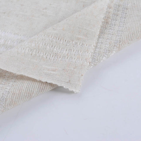 Light Beige Stripes Chunky Knit, Poly-Linen