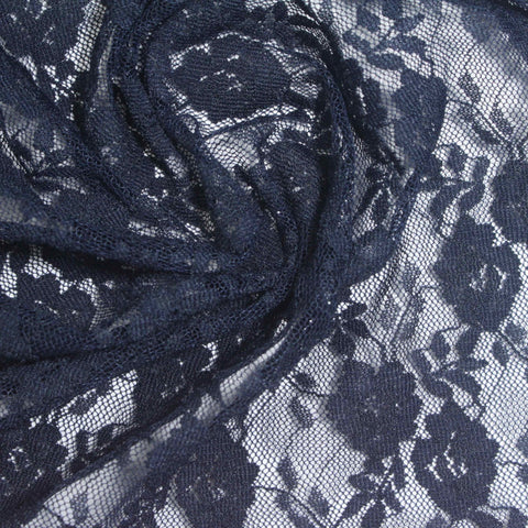 Navy Floral Lace, Nylon, 98 gsm