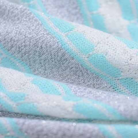 Light Blue Vertical-Stripe Chunky Knit, Cotton