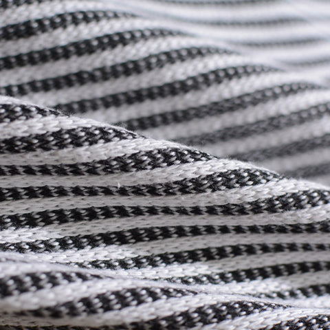 Black Horizontal-Stripe Knit, Poly-Cotton, 270 gsm