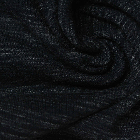 Dark Grey Marl Rib Knit, Cotton, 270 gsm