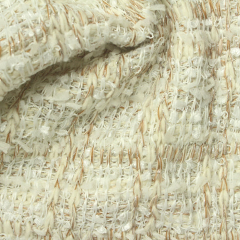 Cream Textured-Check Bouclé, Poly-Cotton