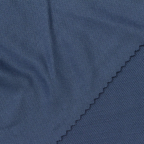 Viscose Polyester Piqué Knit Fabric, 210 gsm, 185 cm — Navy