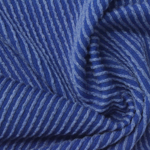 Royal Blue Vertical-Stripe Rib Knit, Poly-Viscose