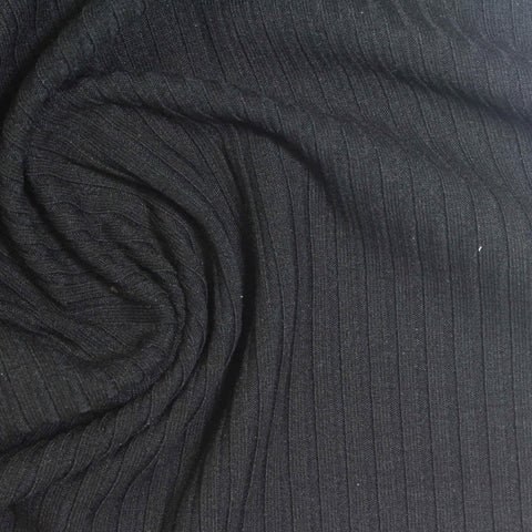 Black Rib Knit, Poly-Viscose