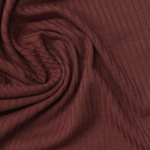Polyester Viscose Stretch Rib Knit Fabric, 205 gsm, 150 cm — Red, ref EF-264971