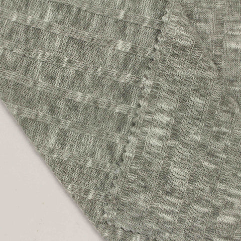 Dark Grey Heathered-Marl Rib Knit, Polyester, 200 gsm, 160 cm