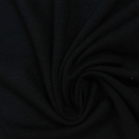 Slub Polyester Viscose Stretch Knit Fabric, 186 gsm, 150 cm — Black
