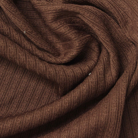 Jacquard Polyester Stretch Rib Knit Fabric, 207 gsm, 182 cm — Brown