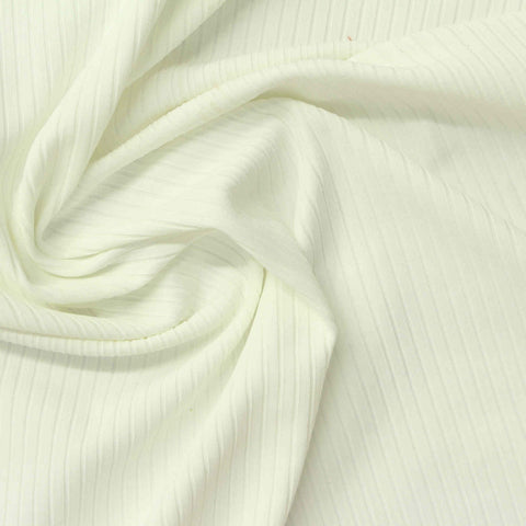 Polyester Stretch Rib Knit Fabric, 200 gsm, 160 cm — White