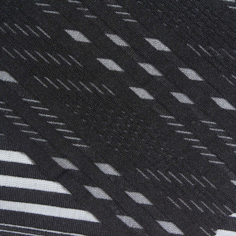 Black Horizontal-Stripe Knit, Polyester, 150 gsm, 155 cm